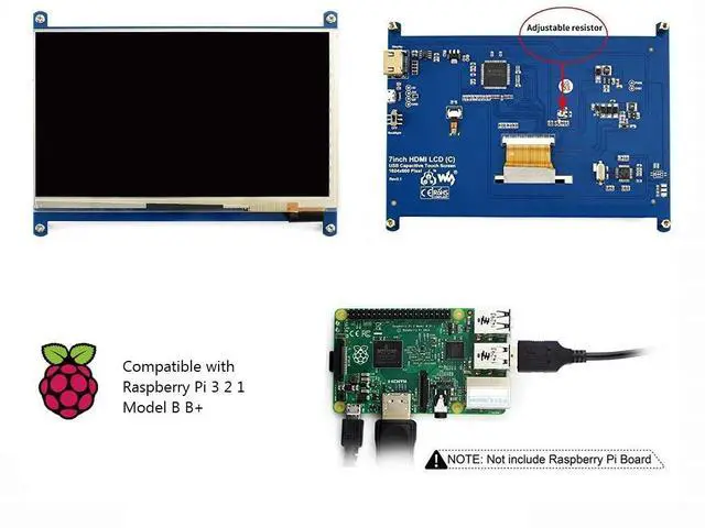 Alt view image 4 of 6 - 7 inch IPS Capacitive Touch Screen Display 1024×600 Hardware Resolution HDMI LCD C Monitor with Bicolor Case for Raspberry Pi/BeagleBone Black/Banana Pi, Support Windows 10/8.1/8/7