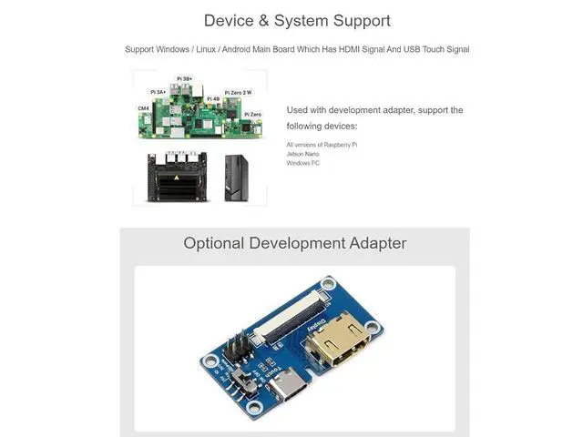 Alt view image 5 of 7 - 1024 × 600 Resolution 7inch IPS Display Integrated Thin and Light Screen for Raspberry Pi,Jetson Nano,Windows PC,Support Windows/Linux/Android System,170° Wide Viewing Angle