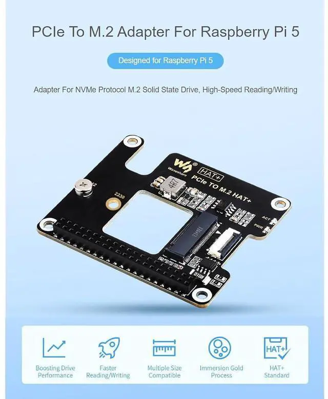 Alt view image 2 of 7 - PCIe to M.2 Adapter Board for Raspberry Pi 5,with SK-NVME 2242 256G Solid State Drive,Support M.2 NVMe SSD 2230 2242,Supports Gen2 and Gen3 Modes