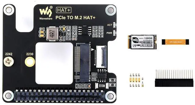 Main image of PCIe to M.2 Adapter Board for Raspberry Pi 5,with SK-NVME 2242 128G Solid State Drive,Support M.2 NVMe SSD 2230 2242,Supports Gen2 and Gen3 Modes