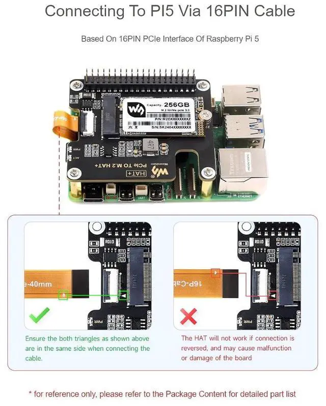 Alt view image 4 of 7 - PCIe to M.2 Adapter Board for Raspberry Pi 5,with SK-NVME 2242 256G Solid State Drive,Support M.2 NVMe SSD 2230 2242,Supports Gen2 and Gen3 Modes