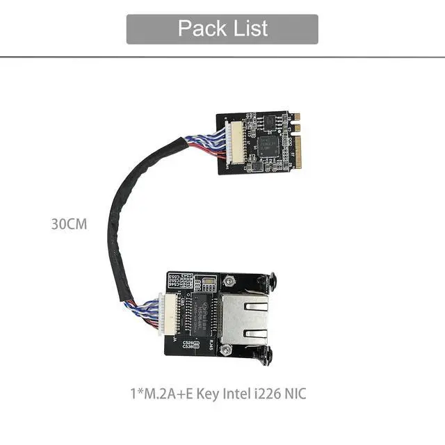 Alt view image 2 of 7 - Intel i226-V Gigabit 2.5G Ethernet Server NIC Card - 30CM M.2 A+E Key Interface for Enhanced Network Speeds,Support X1 X86 SBC