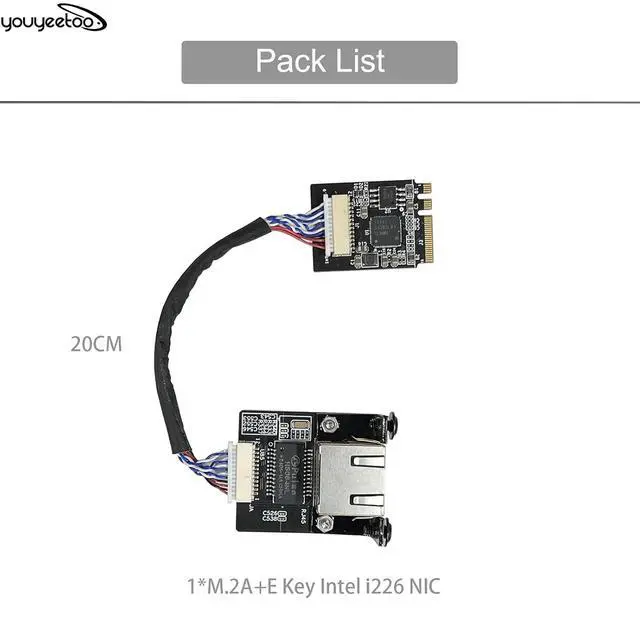 Alt view image 2 of 7 - i226-V Gigabit 2.5G Ethernet Server NIC Card - M.2 Interface for Enhanced Network Speeds,Support X1 X86 SBC, 10/100/1000/2500 Mbps RJ45 LAN (M.2 A + E Key,20CM)
