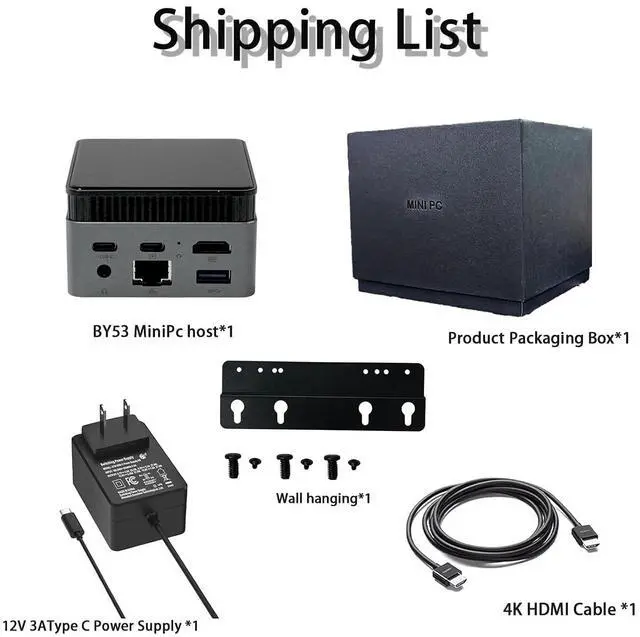 Alt view image 2 of 7 - BY53 Windows 11 Mini Pc, Intel N150(up to 3.6GHz),LPDDR5 12GB RAM, M.2 2242 SSD(Up to 1TB), with HDMI2.0 4K Output, WiFi/BT, Supports One-Click Boot (12GB RAM,256GB SSD)