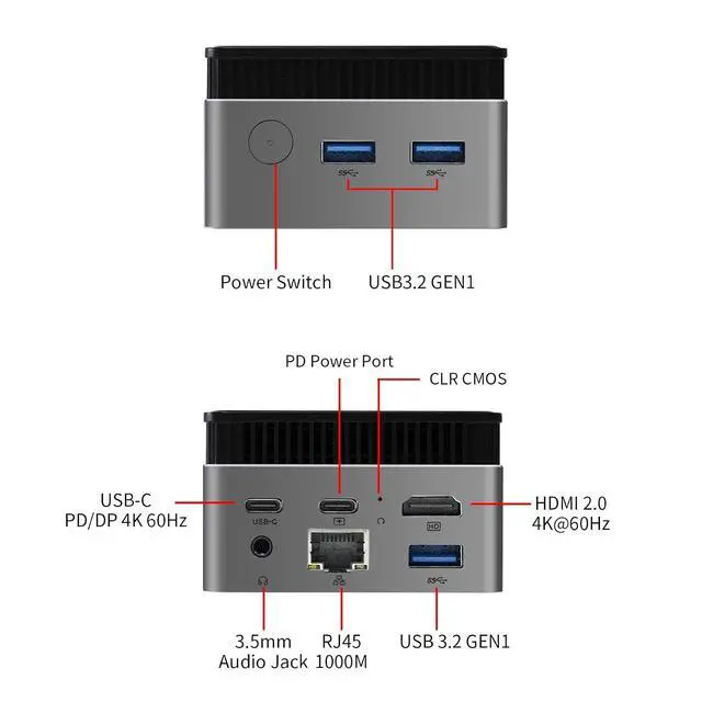 Alt view image 6 of 7 - BY53 Windows 11 Mini Pc, Intel N150(up to 3.6GHz),LPDDR5 12GB RAM, M.2 2242 SSD(Up to 1TB), with HDMI2.0 4K Output, WiFi/BT, Supports One-Click Boot (12GB RAM,256GB SSD)