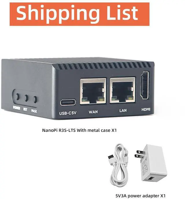 Alt view image 2 of 7 - NanoPi R3S-LTS RK3566 Dual GbE 2GB RAM 4K HD MI Output USB 3.0 - Perfect for Home Server/Network Storage/Soft Router (Metal Case Kit with Power,1GB RAM + 0GB eMMC)