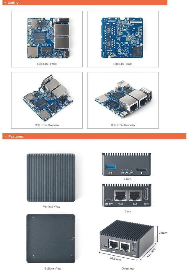 Alt view image 6 of 7 - NanoPi R3S-LTS RK3566 Dual GbE 2GB RAM 4K HD MI Output USB 3.0 - Perfect for Home Server/Network Storage/Soft Router (Metal Case Kit with Power,2GB RAM + 0GB eMMC)