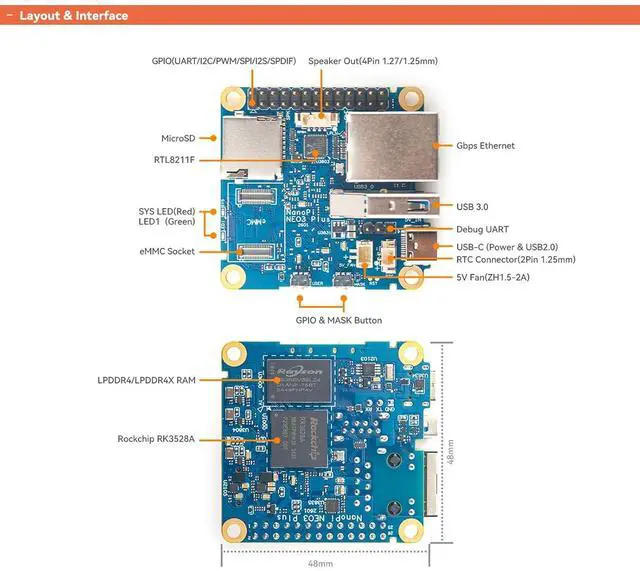 Alt view image 7 of 7 - FriendlyElec NanoPi NEO3 Plus RK3528A Mini Router Single Board Computer, Gigabit Ethernet,USB 3.0, Support eMMC/OpenWrt for IoT NAS Smart Home (Bare Board,1 GB RAM,with 64GB eMMC)