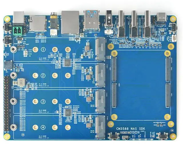 Main image of CM3588 Plus Mini NAS Platform, up to 8K Video, RK3588,OpenMediaVault fit,32GB LPDDR5, 4 x M.2 PCIe3.0 Socket, NAS Solutions, Home Server,Local Cloud Storage (NAS Carrier Board)