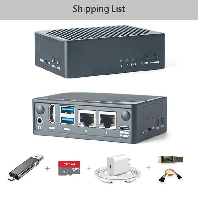 Alt view image 2 of 7 - Friendlyelec NanoPi M5 - RK3576 SOC, Dual Gigabit Ethernet, 4/8/16GB RAM, UFS, AI Deployment, M.2 SDIO WiFi, 4K@60Hz, OpenMediaVault (LPDDR5 8GB RAM,with Case & Power & TF Card)