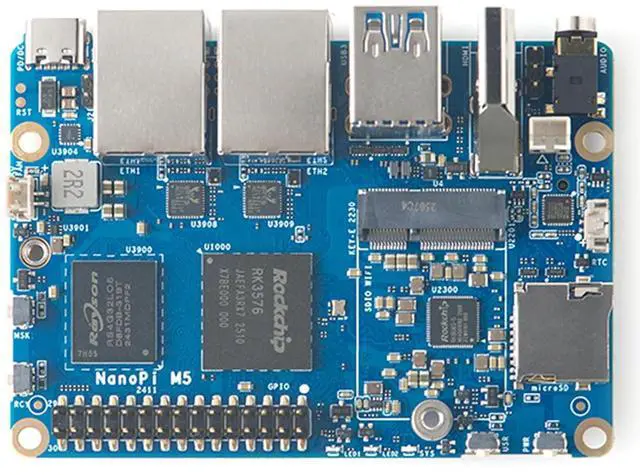 Main image of Friendlyelec NanoPi M5 - RK3576 SOC, Dual Gigabit Ethernet, 4/8/16GB RAM, UFS, AI Deployment, M.2 SDIO WiFi, 4K@60Hz, OpenMediaVault (LPDDR5 8GB RAM,Only Motherboard)
