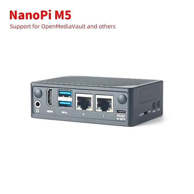 Alt view image 6 of 7 - Friendlyelec NanoPi M5 - RK3576 SOC, Dual Gigabit Ethernet, 4/8/16GB RAM, UFS, AI Deployment, M.2 SDIO WiFi, 4K@60Hz, OpenMediaVault (LPDDR5 8GB RAM,with Metal Case)