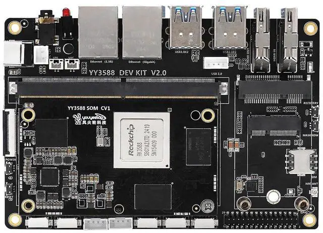 Main image of YY3588 Single Board Computer - RK3588 SoC,6TOPS NPU, 4/8/16/32GB RAM, 4G/LTE/NFC Support, 4K/8K Video Codec, Multi-Interface Expansion for Edge AI & IoT (4GB RAM+32GB eMMC,Basic Kit)
