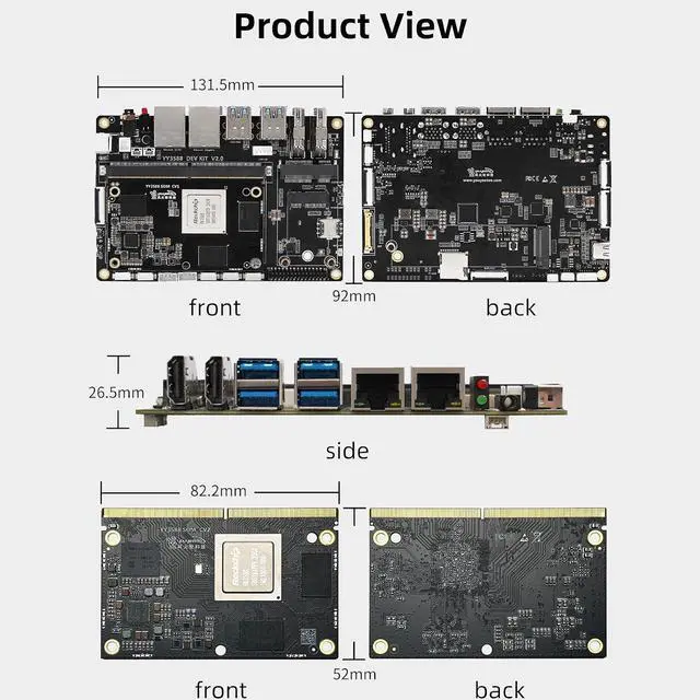 Alt view image 4 of 7 - YY3588 Single Board Computer - RK3588 SoC,6TOPS NPU, 4/8/16/32GB RAM, 4G/LTE/NFC Support, 4K/8K Video Codec, Multi-Interface Expansion for Edge AI & IoT (4GB RAM+32GB eMMC,Basic Kit)