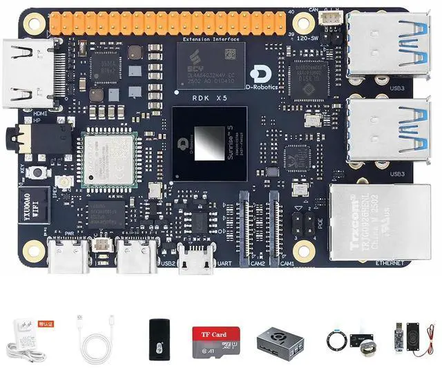 Main image of D-Robotics RDK X5 Development Board - 10 Tops AI, 4GB/8GB RAM, Sunrise 5 Chip, Octa-core Cortex A55, MIPI DSI, HDMI, Wi-Fi 6, Bluetooth 5.4, Ready-to-Use (8GB RAM,6-MIC Array)