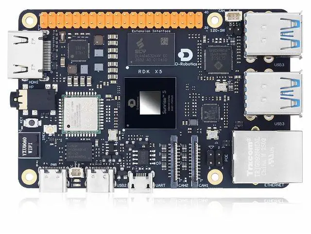 Main image of D-Robotics RDK X5 Development Board - 10 Tops AI, 4GB/8GB RAM, Sunrise 5 Chip, Octa-core Cortex A55, MIPI DSI, HDMI, Wi-Fi 6, Bluetooth 5.4, Ready-to-Use (8GB RAM,Board Only)