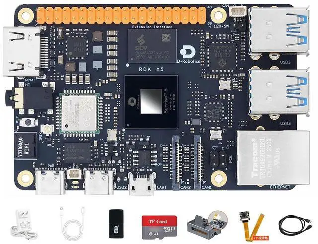 Main image of D-Robotics RDK X5 Development Board - 10 Tops AI, 4GB/8GB RAM, Sunrise 5 Chip, Octa-core Cortex A55, MIPI DSI, HDMI, Wi-Fi 6, Bluetooth 5.4, Ready-to-Use (8GB RAM,Camera Module)