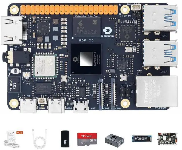 Main image of D-Robotics RDK X5 Development Board - 10 Tops AI, 4GB/8GB RAM, Sunrise 5 Chip, Octa-core Cortex A55, MIPI DSI, HDMI, Wi-Fi 6, Bluetooth 5.4, Ready-to-Use (8GB RAM,ROS Control)