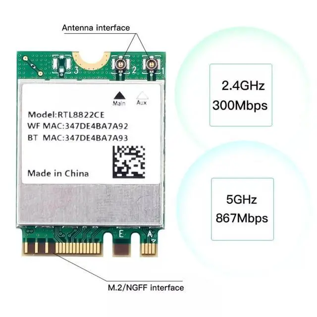 Alt view image 3 of 4 - RTL8822CE WiFi Module - AW-CB375NF Dual-Band Wireless Network Adapter with Bluetooth 5.0 - Support /nanopi/bananapi SBC (with 2X Glue Stick ANT)