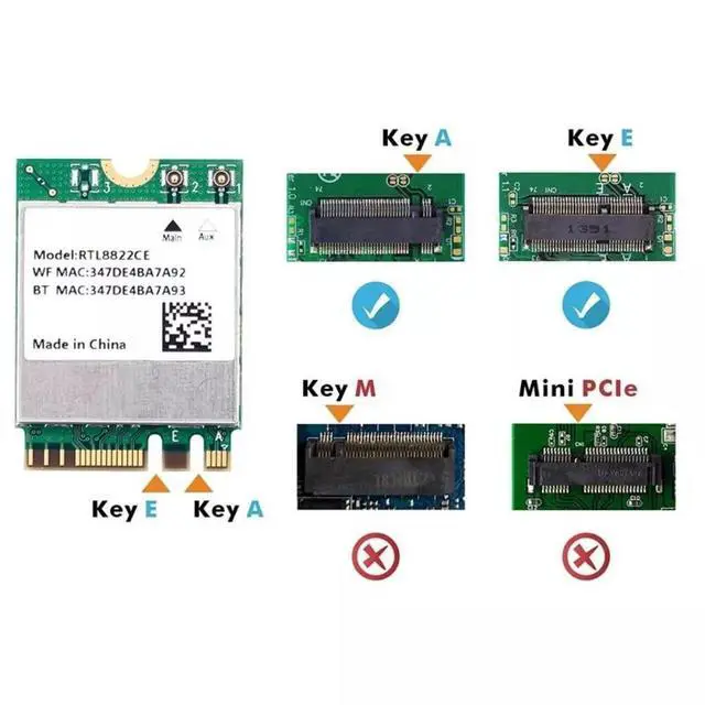 Alt view image 4 of 4 - RTL8822CE WiFi Module - AW-CB375NF Dual-Band Wireless Network Adapter with Bluetooth 5.0 - Support /nanopi/bananapi SBC (with 2X Glue Stick ANT)