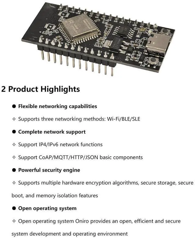 Alt view image 4 of 7 - HopeRun HH-D01 Development Board, HiSilicon NearLink WS63 Core, 2.4G WiFi + BLE + SLE, Supports OpenHarmony (2 PCS)