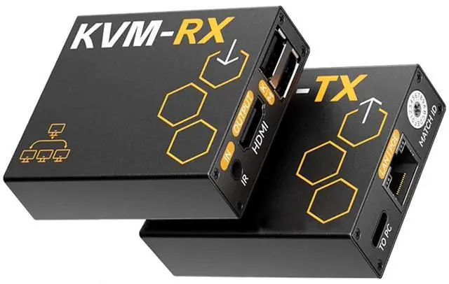 Main image of HD-MI KVM Extender Over Cat5e/Cat6, 1 Transmitter to Multiple Receivers, USB Keyboard Mouse Control, IR Remote, 150m Transmission Distance,Support HDMI 1.4b HDCP 1.4 (KVM-RX+TX)