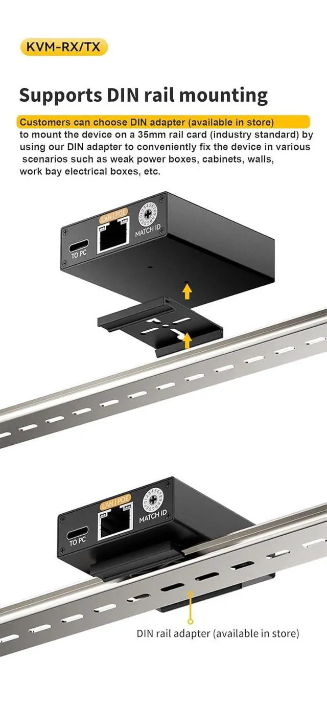 Alt view image 7 of 7 - HD-MI KVM Extender Over Cat5e/Cat6, 1 Transmitter to Multiple Receivers, USB Keyboard Mouse Control, IR Remote, 150m Transmission Distance,Support HDMI 1.4b HDCP 1.4 (KVM-RX+TX)