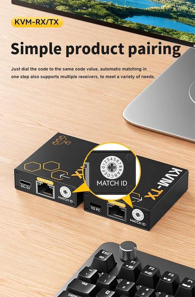 Alt view image 7 of 7 - HD-MI KVM Extender Over Cat5e/Cat6, 1 Transmitter to Multiple Receivers, USB Keyboard Mouse Control, IR Remote, 150m Transmission Distance,Support HDMI 1.4b HDCP 1.4 (KVM-RX Receiver)