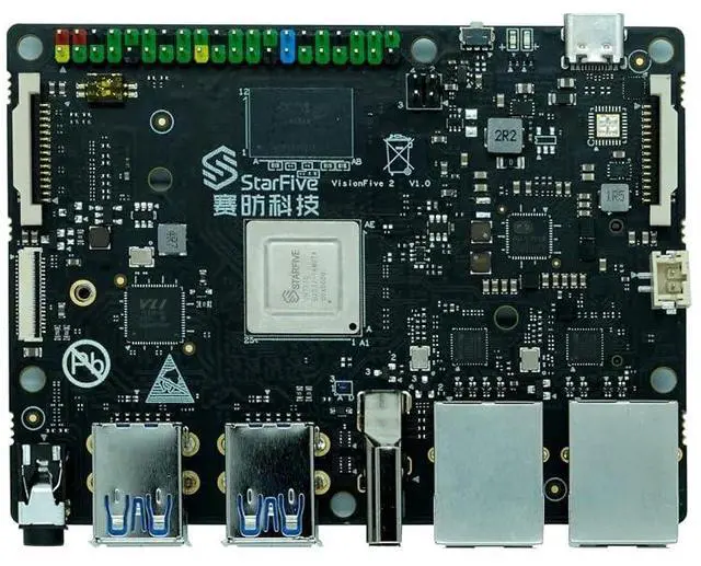 Main image of StarFive VisionFive2 RISC-V Single Board Computer, 8G Super Early Bird with WiFi dongle, StarFive JH7110 with RISC-V U74, Dual LAN Port with 1x 10/100 Mbit and 1x 1Gbit (Version A)
