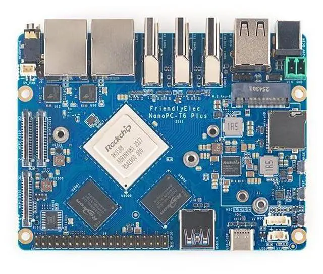 Main image of FriendlyElec NanoPC-T6 Plus Single Board Computer, RK3588, 16GB LPDDR5 RAM, 64GB eMMC, Support 8K Video & HDMI in, Dual 2.5G Ethernet, WiFi 6, M.2 NVMe Slot (16+64GB,Bare Board)