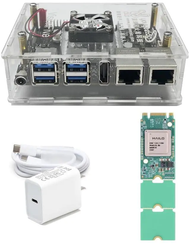 Main image of StarFive VisionFive2 13TOPS AI KIT,13TOPS Hailo-8L, 8GB RAM, StarFive JH7110, x2 GbE LAN Port, RISC-V Single Board Computer AI Deepl Edge Machine (No WiFi Moudle,Full Kit)