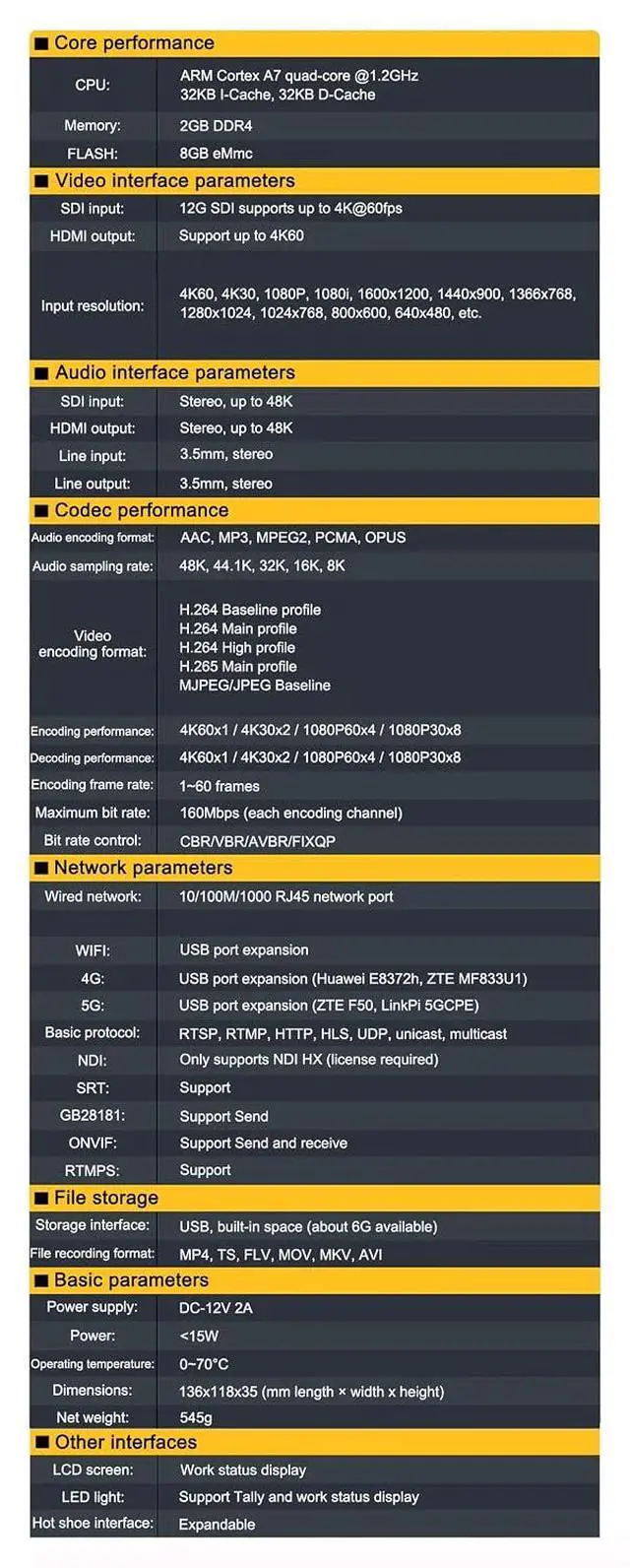 Alt view image 3 of 7 - LinkPi ENCS1Pro 12G-SDI Encoder Decoder 4K60 Video Codec Box, H.265/H.264 Live Streaming Device, Support NDI HX, SRT, RTMP, RTSP, HLS, Multi-Protocol, Low Latency (with WiFi 6)