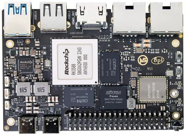 Alt view image 3 of 5 - Banana Pi BPI-M7 Pico-ITX Motherboard RK3588 SBC: 6 Tops NPU AI Accelerator, 8K Video, Dual 2.5G Ethernet, WiFi 6, BT5.2 - Android Linux Support - Ideal for Tinkerers (8+64GB)