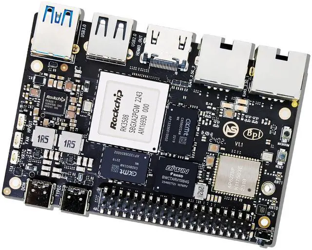 Main image of Banana Pi BPI-M7 Pico-ITX Motherboard RK3588 SBC: 6 Tops NPU AI Accelerator, 8K Video, Dual 2.5G Ethernet, WiFi 6, BT5.2 - Android Linux Support - Ideal for Tinkerers (8+64GB)