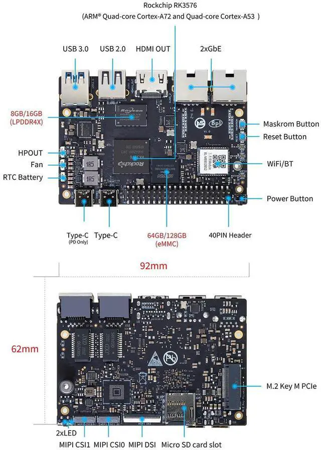 Alt view image 6 of 6 - Banana Pi BPI-M5 Pro(8G): High-Performance Single Board Computer with octa-core RK3576, AI & IoT Enhancements for Advanced Projects & Developers(with Case)
