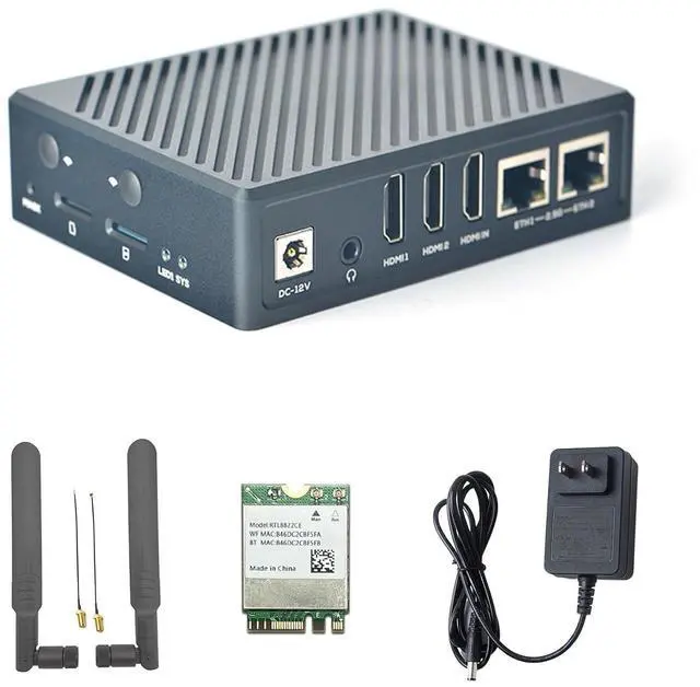 Main image of FriendlyElec NanoPC-T6 Internet Travel Routers Board with Metal case Powered by RK3588, 8GB RAM, Dual 2.5G Ethernet, HDMI in/Out, Support Android Debian (8GB LPDDR4X,64GB eMMC, WiFi Bundle)