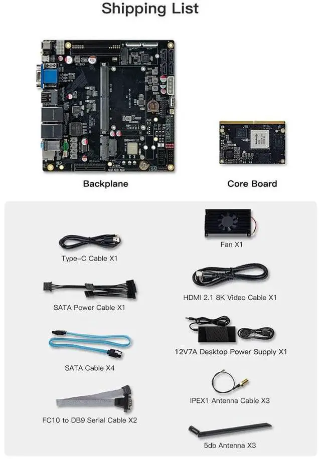 Alt view image 7 of 7 - ITX-3588J RK3588 8K AI Mini-ITX Mainboard HDMI2.1 DP1.4 WiFi 6 Onboard DC POE Power Support Android 12 Ubuntu Debian 11 (8GB RAM +64GB EMMC Version)