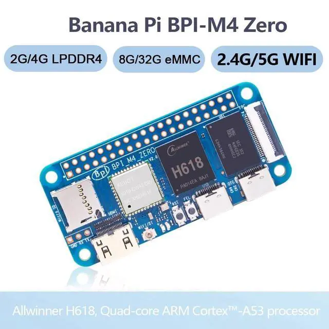Alt view image 2 of 6 - Banana Pi BPI-M4 Zero SBC - Compatible with Most RPI Zero W Accessories - Up to 4GB RAM 32GB EMMC (2GB RAM + 8GB EMMC WiFi 4,Metal Case Kit)