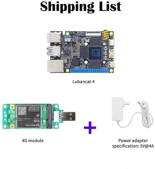 Alt view image 2 of 7 - Lubancat 4 Mini PC RK3588S2 Development Board: 4/8/16GB LPDDR4 RAM, 6T NPU, Gigabit Ethernet, 8K Codec, Raspberry Pi 5 Alternative (4G+32G,4G Mobile Communication Package)