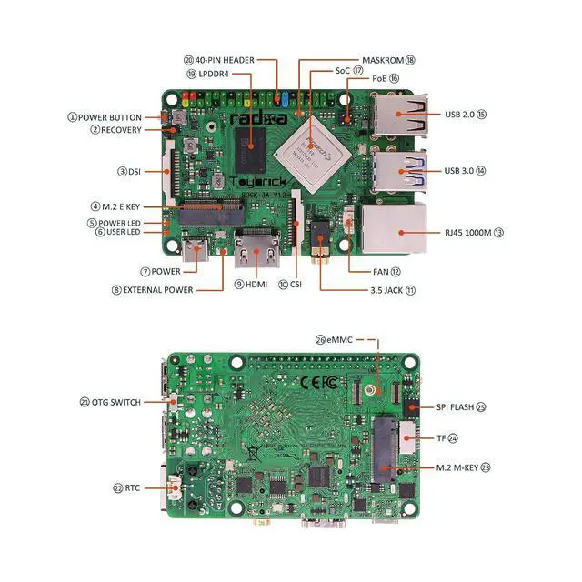 Alt view image 5 of 6 - Rock 3 Model A SBC Rockchip RK3568 Quad-core Cortex-A55 Processor Brings M.2 Slots for NVMe SSD, WiFi 6 to Raspberry Pi Form Factor (8G Version)