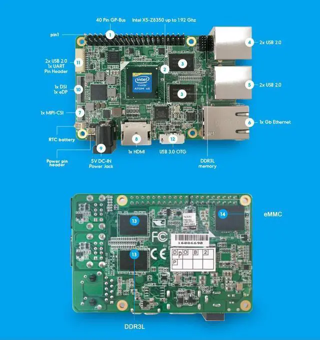 Alt view image 6 of 7 - AAEON UP Board 1GB RAM/16GB EMMC - a Win10 X86 Development Board Compatible with Raspberry Pi HAT, Both Support Ubuntu & Android OS