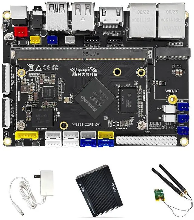 Main image of Dual GbE Low Power Arm Mainboard - YY3568 Basic Rockchip RK3568 - Support SATA 3.0, PCIe 3.0 SSD, USB Host x6 - Up to 4K@60Hz Video Output - AIoT Control/NAS/Single Board Computer (Kit C)