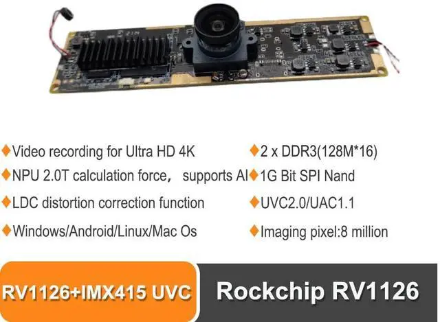 Alt view image 2 of 7 - Rockchip RV1126 USB AI Camera, with Quad-Core 32bit A7 Processor, IMX415 Sensor, 4K Video, Support Windows/Android/Linux/Mac OS