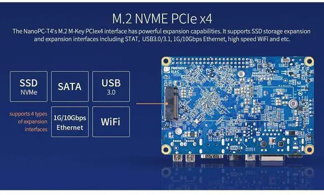 Alt view image 7 of 7 - FriendlyElec NanoPC-T4 Rockchip RK3399 Single Board Computer Support Android 8.1 and Lubuntu 16.04 for AI Applications and Machine Learning
