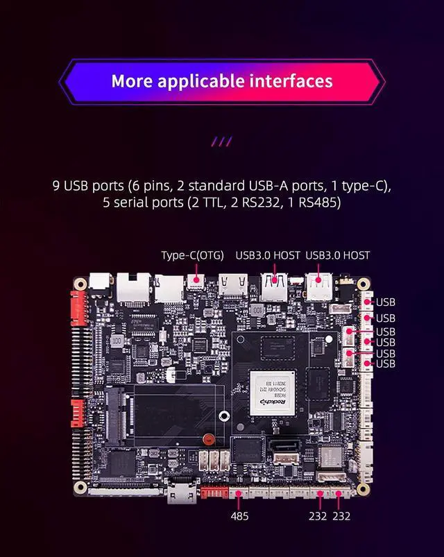 Alt view image 6 of 7 - AIOT-3588A Intelligent self-Service Terminal Motherboard, Equipped with Rockchip RK3588 Octa-core, 6 Tops NPU, Android 12.0 (4+32G)