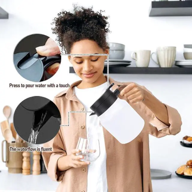 Alt view image 2 of 7 - Insulated Coffee Carafe 1000ml, Thermal Tea Kettle with Temperature Display Tea Infuser, 12 Hour Hot Cold Portable Bottle for Coffee, Milk, Juice, Office, Travel, Camping (White)