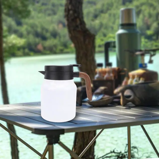 Alt view image 6 of 7 - Insulated Coffee Carafe 1000ml, Thermal Tea Kettle with Temperature Display Tea Infuser, 12 Hour Hot Cold Portable Bottle for Coffee, Milk, Juice, Office, Travel, Camping (White)