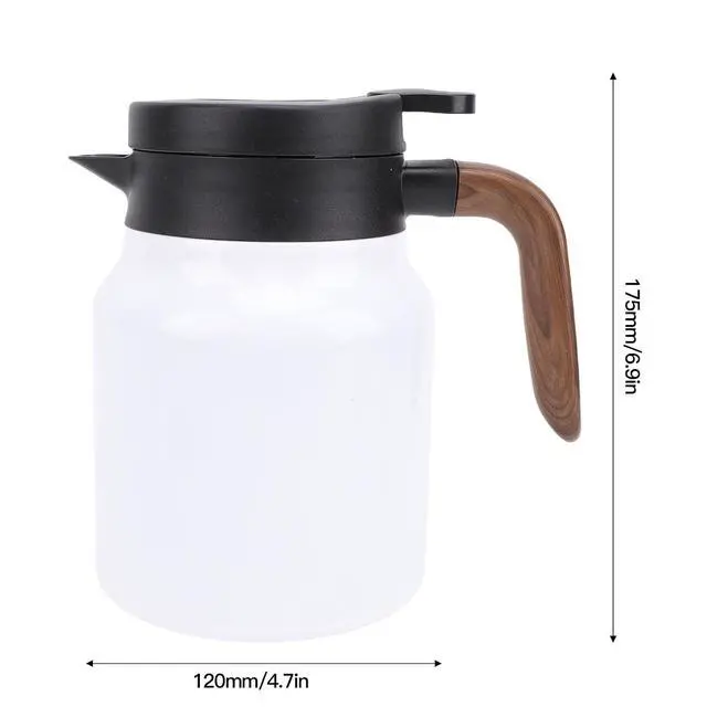 Alt view image 7 of 7 - Insulated Coffee Carafe 1000ml, Thermal Tea Kettle with Temperature Display Tea Infuser, 12 Hour Hot Cold Portable Bottle for Coffee, Milk, Juice, Office, Travel, Camping (White)
