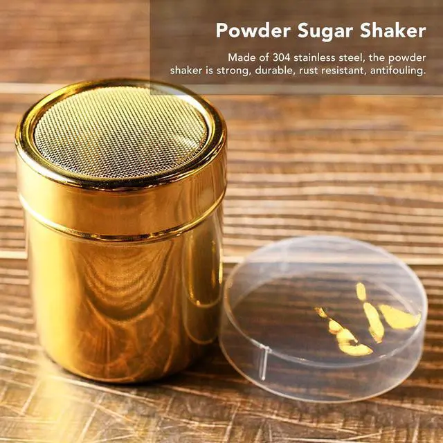 Alt view image 2 of 7 - Stainless Steel Powder Sugar Shaker for Cocoa Cinnamon Coffee Seasonings, 7 x 9cm Fine Mesh Shaker with Screw Lid, Easy Clean Metal Sifter for Kitchen Cooking