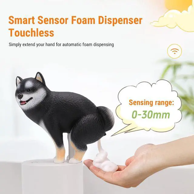 Alt view image 6 of 7 - Playful Dog Foam Soap Dispenser, Automatic Soap Dispenser Touchless, Funny Puppy Poop Induction Hand Washer, Automatic Soap Dispenser for Kitchen Bathroom (Black)